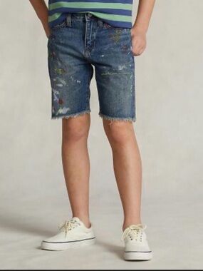 Polo Ralph Lauren Kids Paint-Splatter Denim Shorts - Sullivan Slim Sz 18 NWT